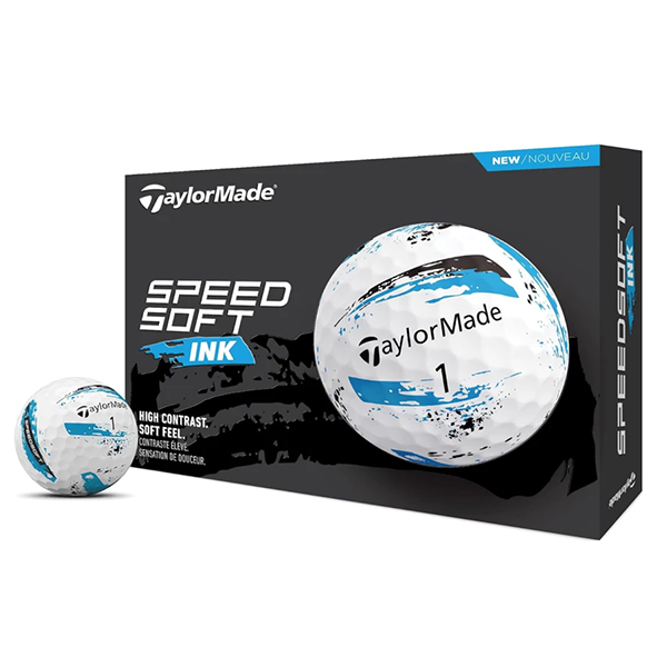 TaylorMade SpeedSoft Ink Golf Balls – 12-Pack | Blue Edition, , large