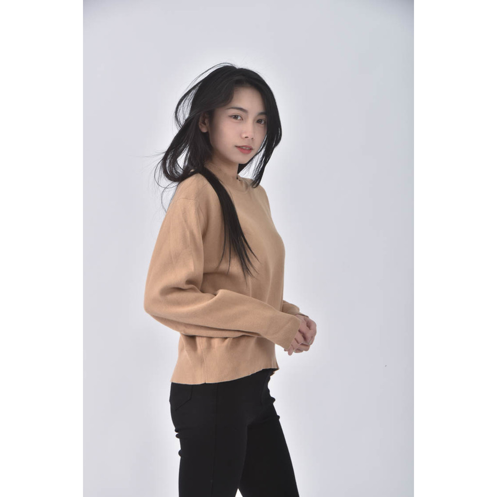 (XL) uniqlo質感棉質純棉杏色長袖上衣二手衣, , large
