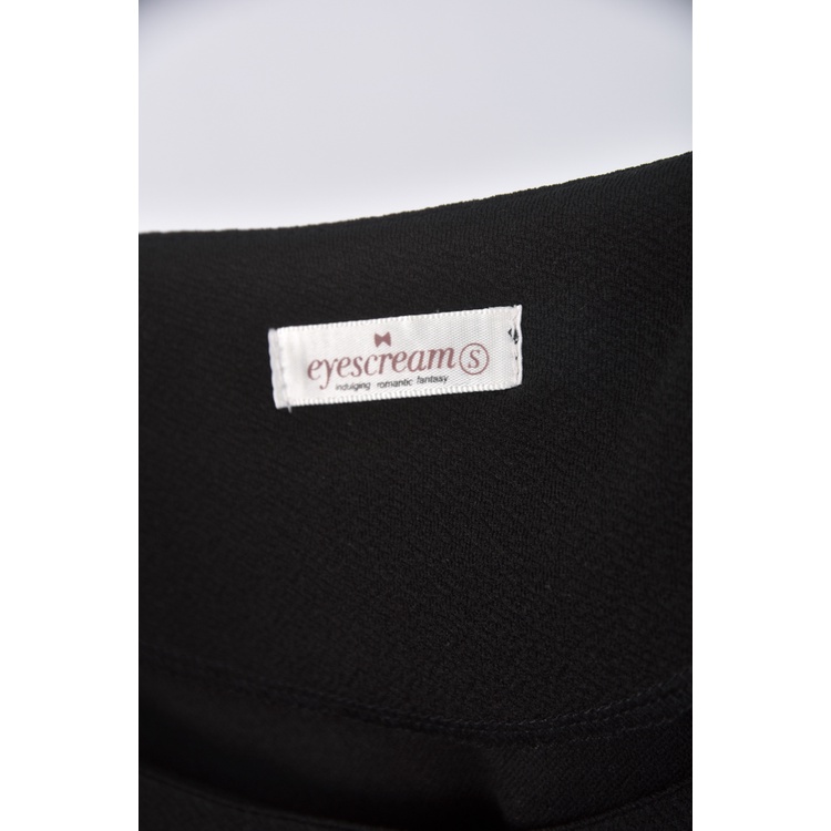 (S) eyescream質感圓領黑色短袖上衣二手衣, , large