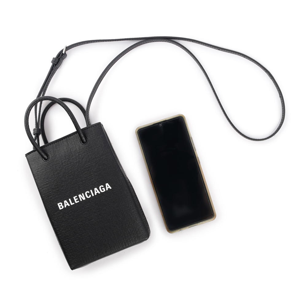 BALENCIAGA Logo購物手機袋/黑色, , large