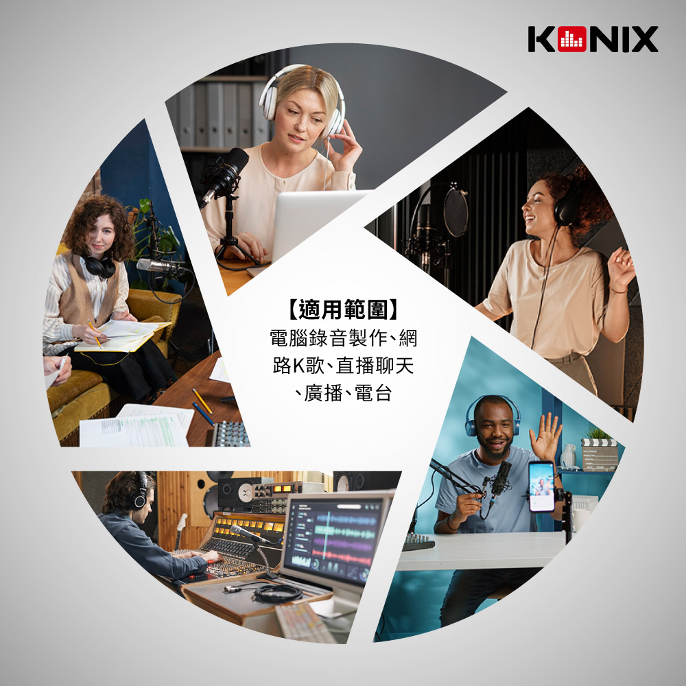 【KONIX】便攜可折疊式隔音罩-三門 附防噴網 居家錄音室 直播Podcast, , large