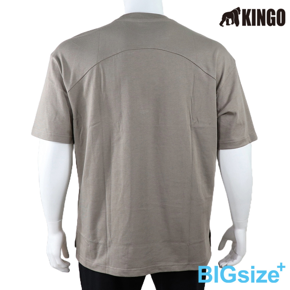 KINGO-超大尺碼-純棉 圓領T-丈青-515009, , large