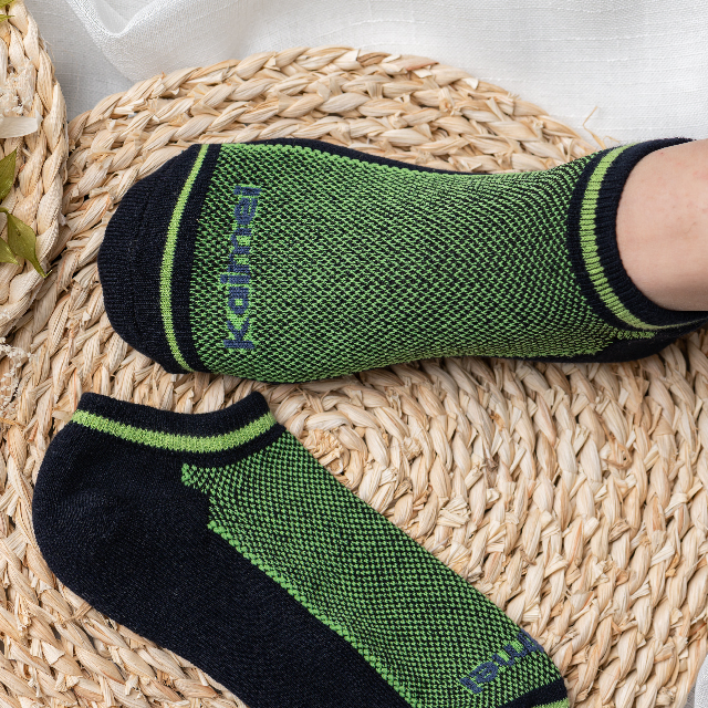 [Kaimei Cotton] 6 pairs set, green MIT made in Taiwan, Kaimei exclusive pure cotton right-angle air cushion sports socks, breathable and comfortable, 3 colors available, , large