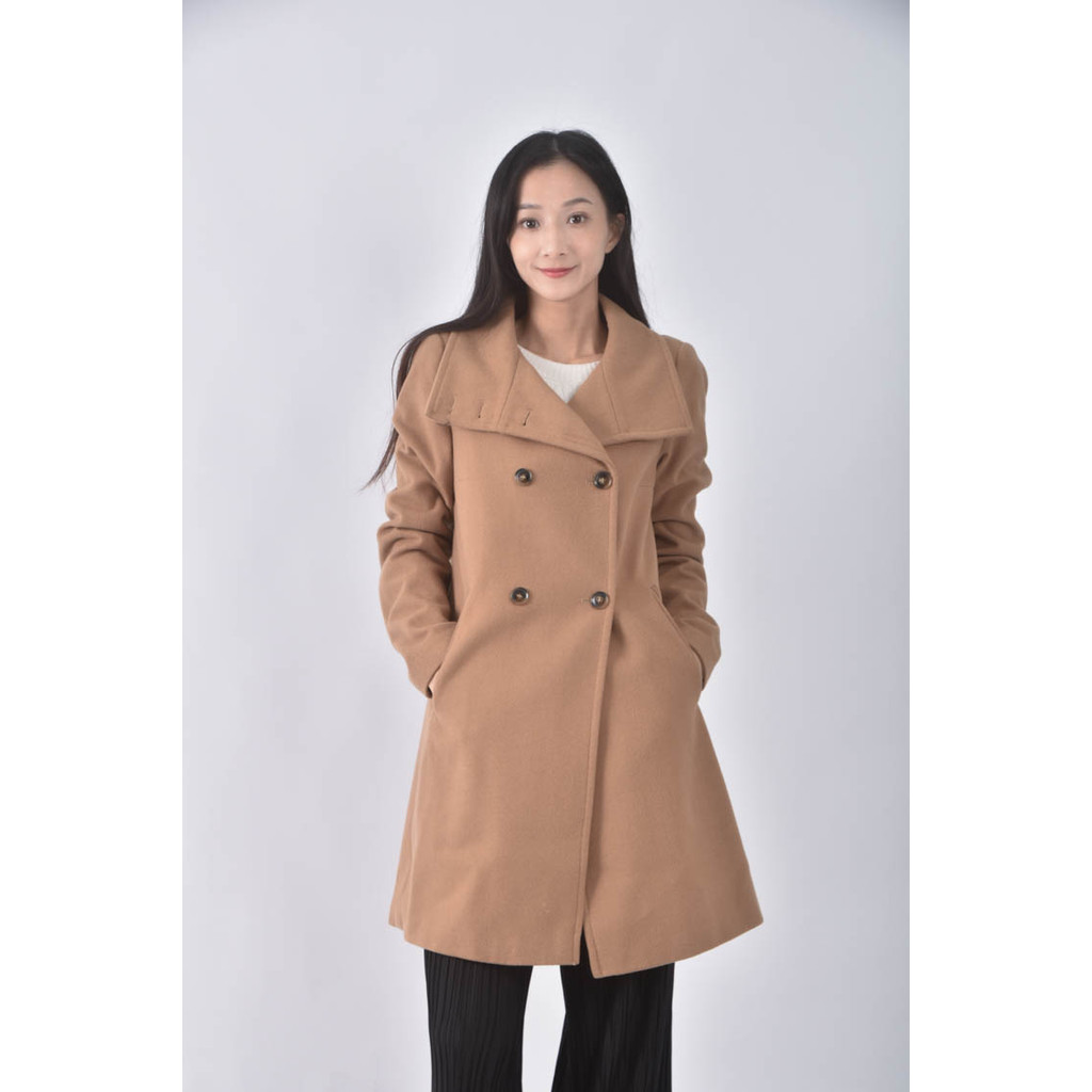 (M) united colors of benetton排扣棕色綁帶外套二手衣, , large