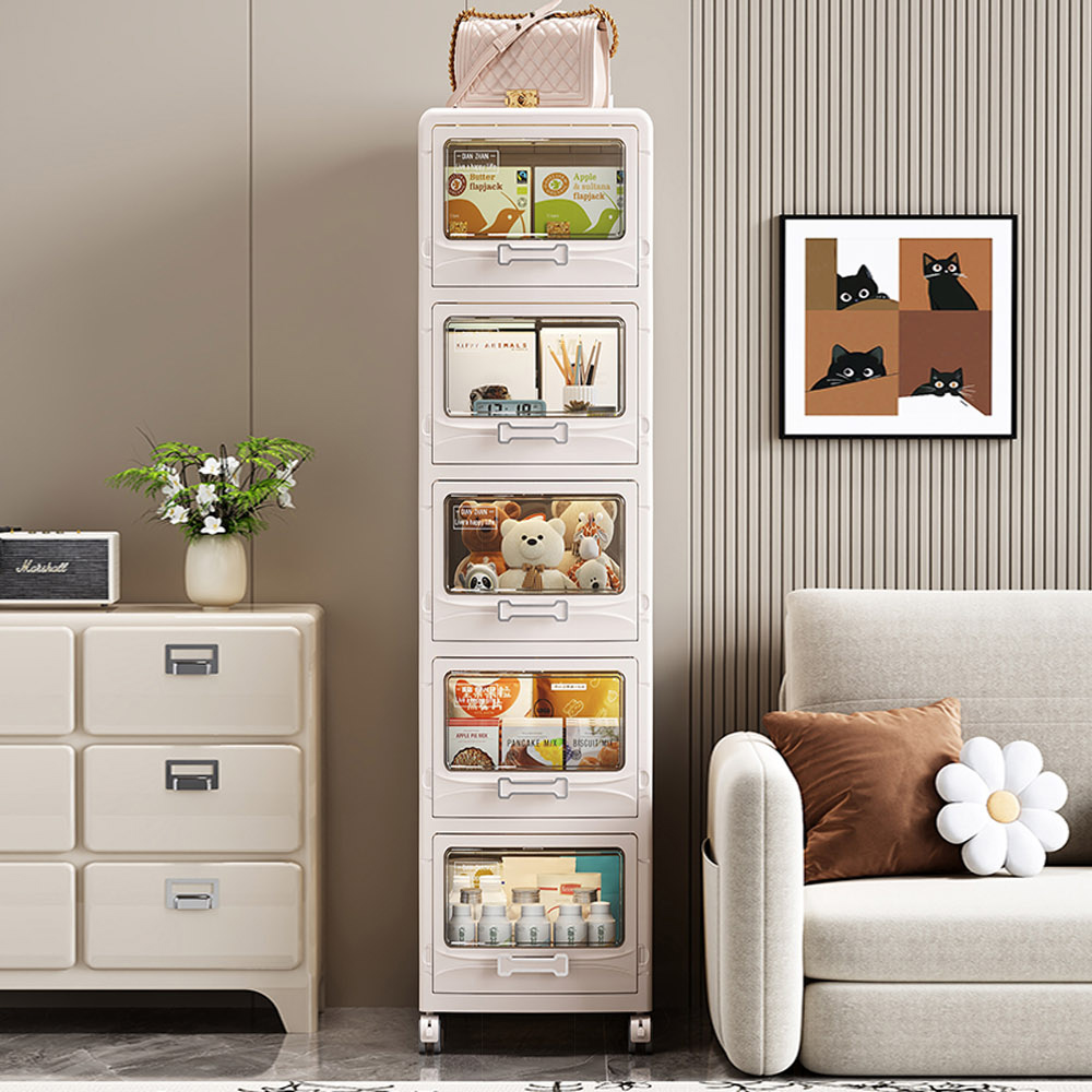 【AOTTO】奶油風28面寬五層折疊收納櫃AC-221)