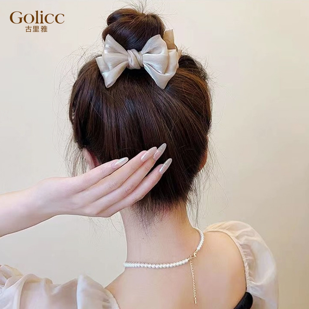 【Gulicc 】古莉可 髮夾 雙面網紗 蝴蝶結 丸子夾, , large