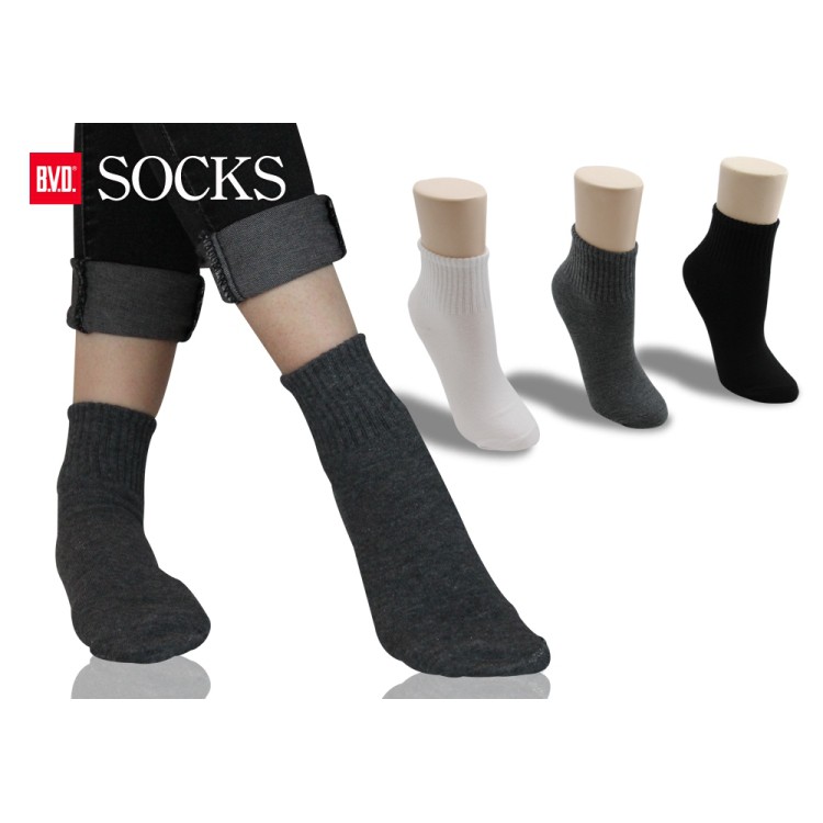 【BVD】1/2中性休閒襪<黑>B221 短襪 女襪, 黑,22-25CM, large