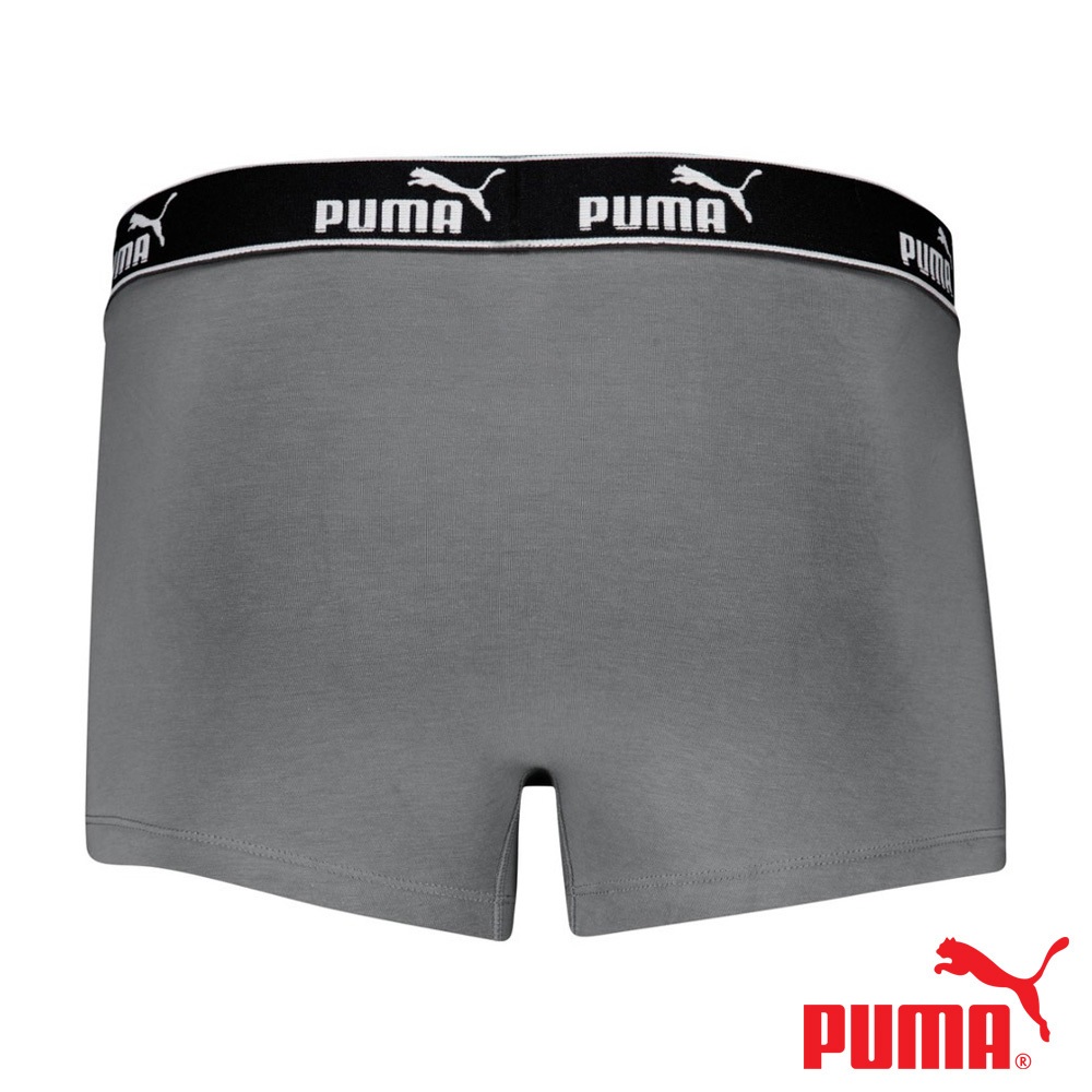 PUMA 平口內褲 1件組 彪馬 跳豹 男內褲 平角內褲 修身 防捲邊 貼合 耐穿 柔軟 棉質 透氣 抗菌 黑 深灰 灰, , large