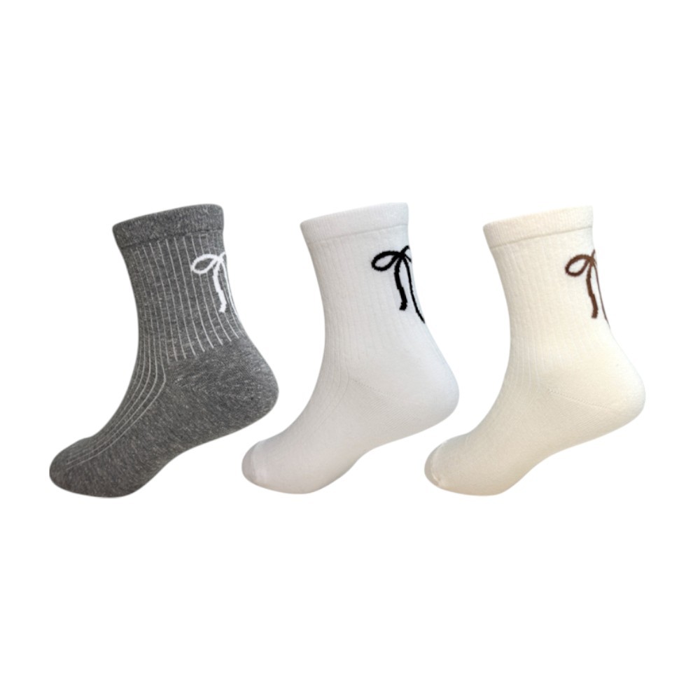 【D&G KIDS】蝴蝶結童襪<中灰,17-21cm>D600 短襪 襪子, , large