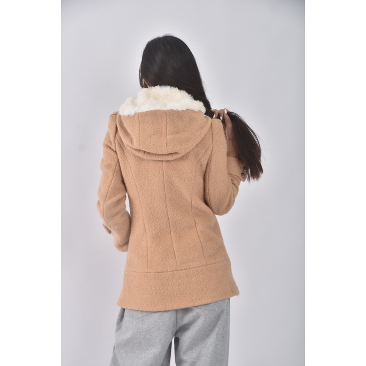 (S) 雅奴天使質感連帽杏色外套二手衣, , large