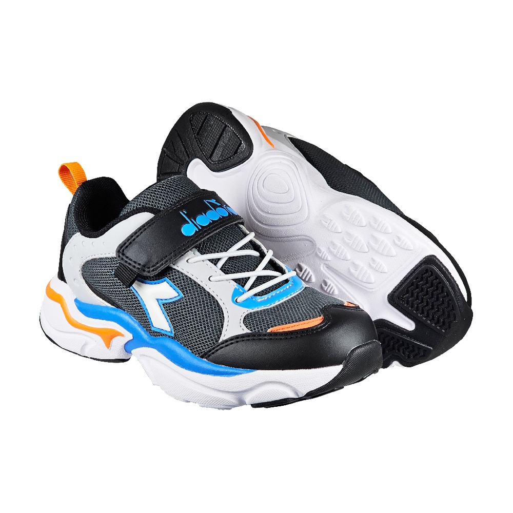 DIADORA迪亞多那 時尚兒童運動鞋 童運動鞋 童鞋 寬楦 透氣 保護後跟 吸震 減壓 健康鞋墊 止滑 黑藍 白綠, , large