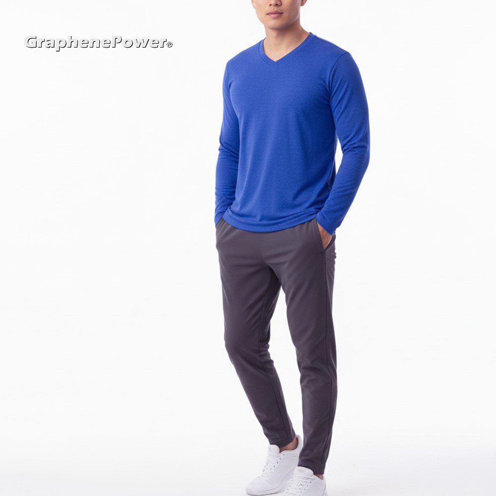 [GP石墨烯] 石墨烯溫控循環機能男長袖-藍色/XXL, , large