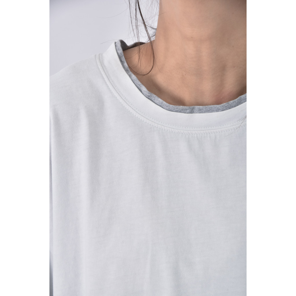 (2XL) fifty percent質感假兩件白色短袖上衣二手衣, , large