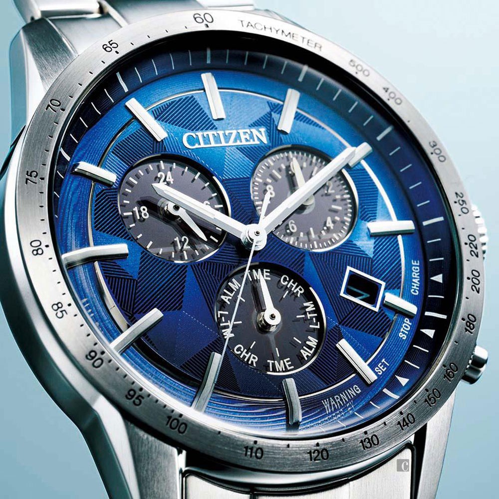 CITIZEN 星辰 限量 日本藍 光動能紳士計時手錶 BL5590-55L, , large
