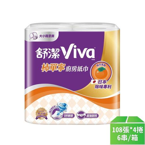 舒潔 柿單寧廚房紙巾108張*4捲* 6袋, , large
