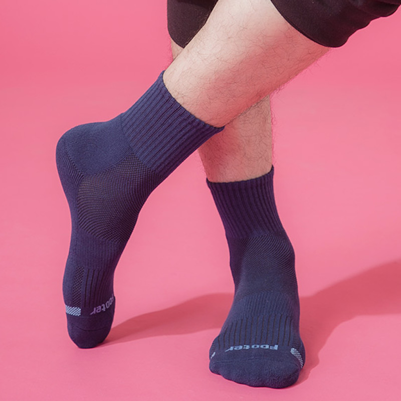 Footer單色運動逆氣流氣墊襪, 藍色-XL, large