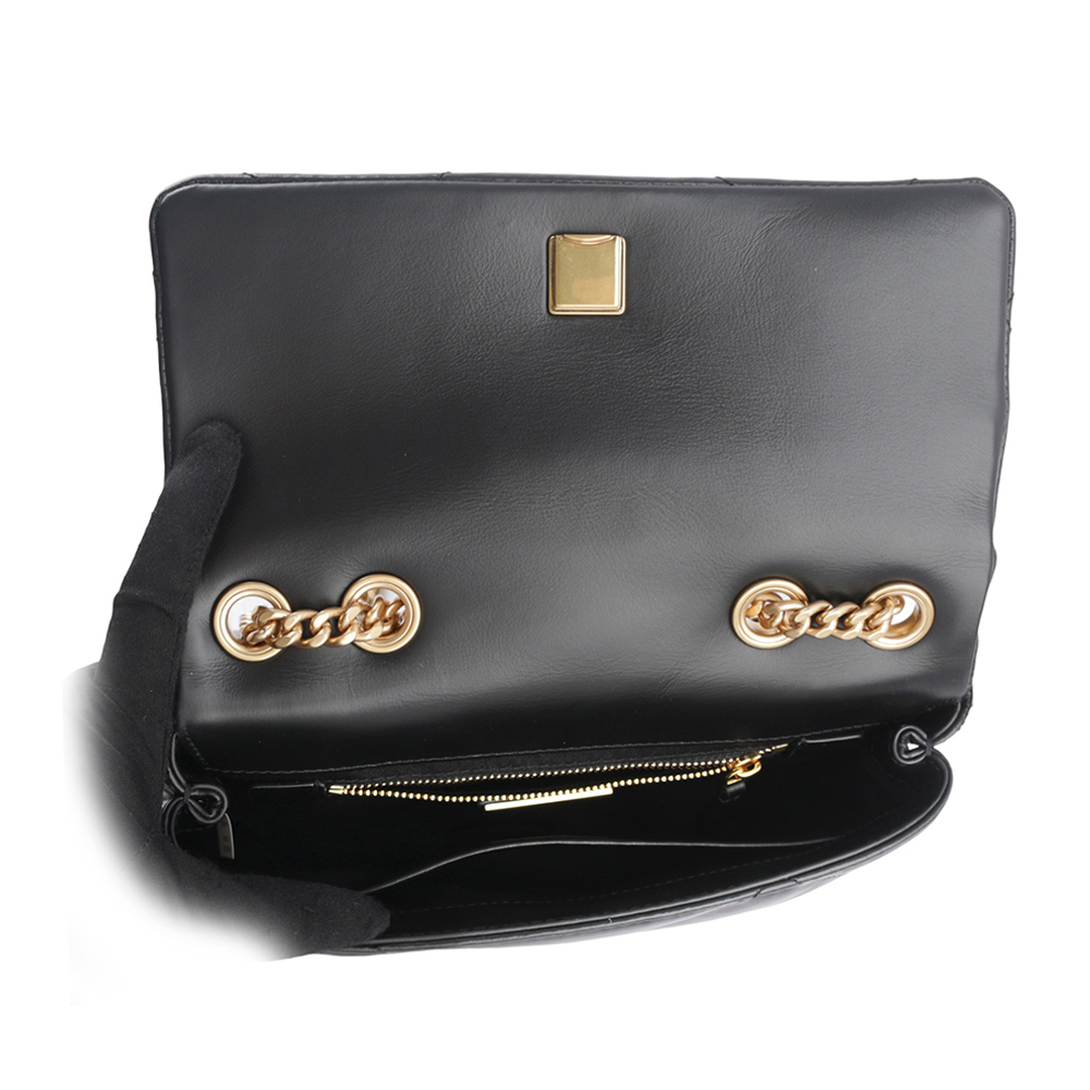 TORY BURCH Kira 納帕皮革鑽石格紋縫線小號二用包/黑色, , large