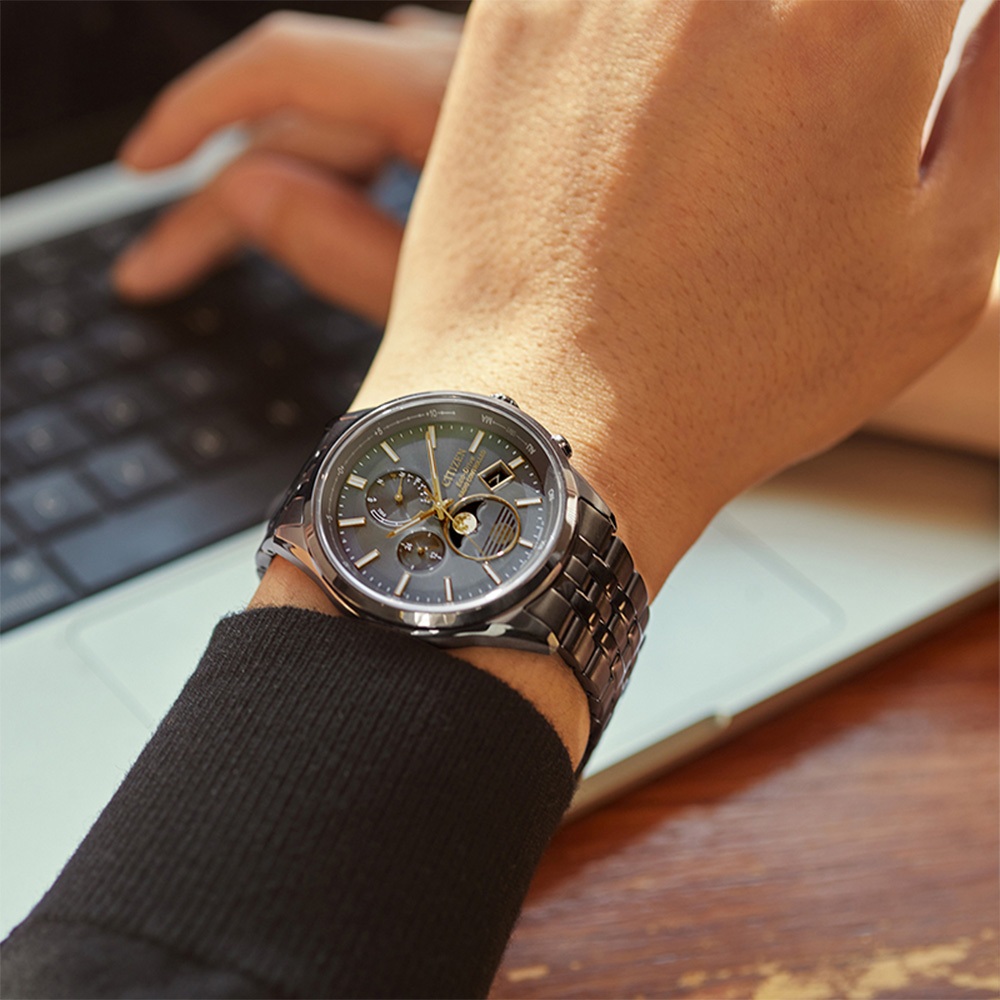 CITIZEN 星辰 韋禮安廣告款 曜月款 光動能電波萬年曆月相手錶 BY1037-51H, , large