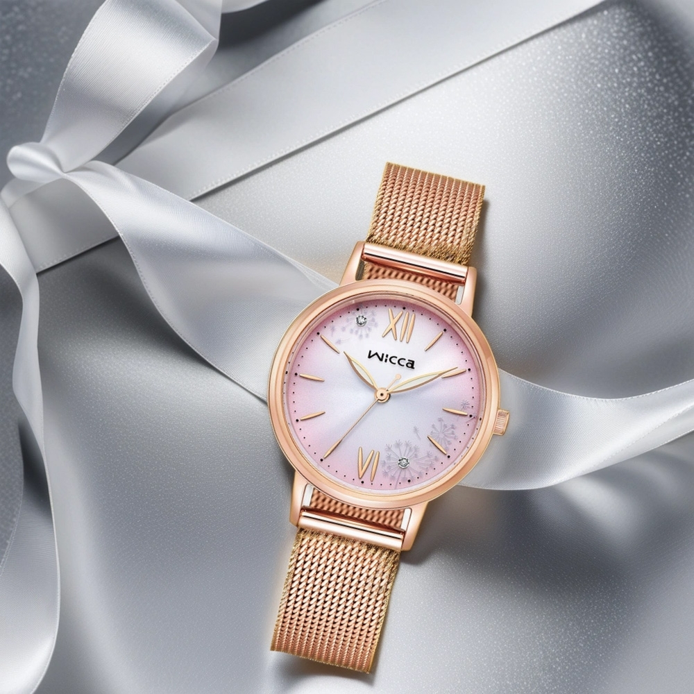 CITIZEN 星辰 Wicca 少女系列 台灣限定款 太陽能大三針米蘭女錶 KP5-166-97, , large