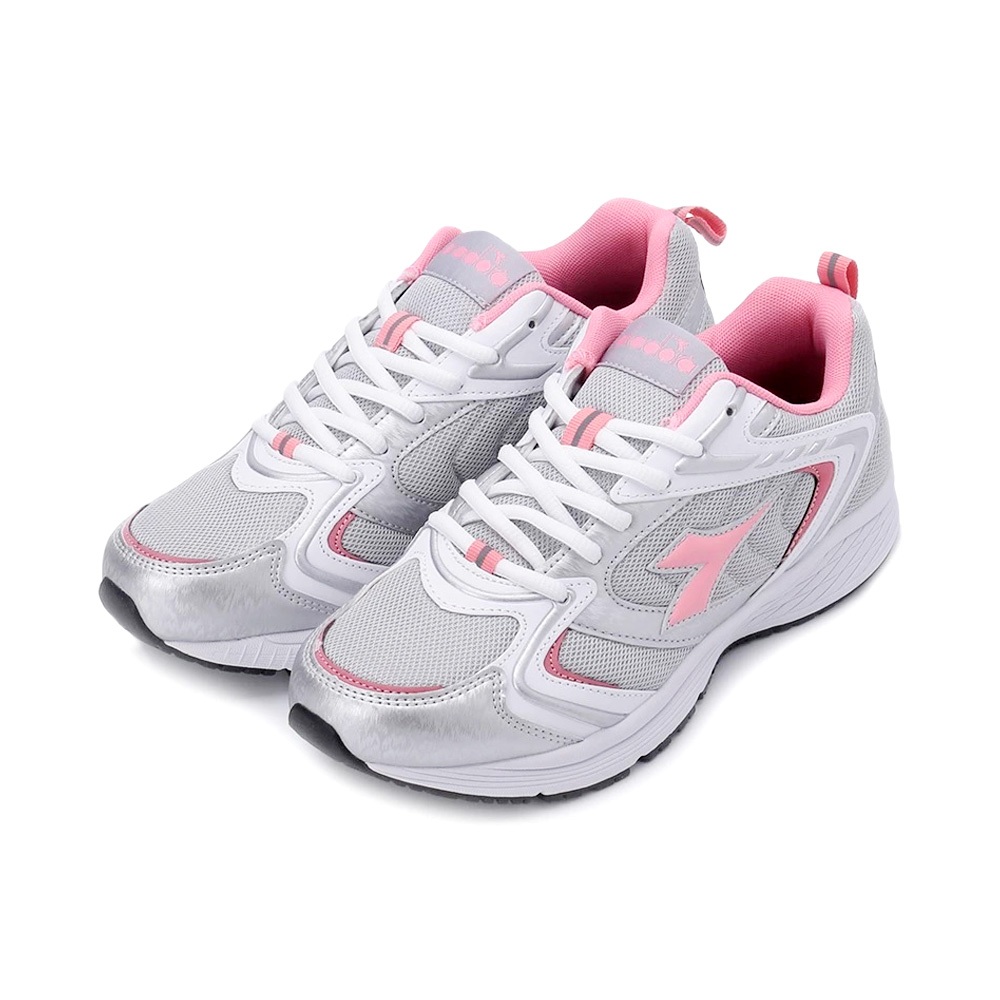 DIADORA迪亞多那 輕量專業慢跑鞋 女運動鞋 女鞋 時尚 百搭 透氣 舒適 穩定 保護後跟 耐磨 止滑 白藍 灰粉, , large