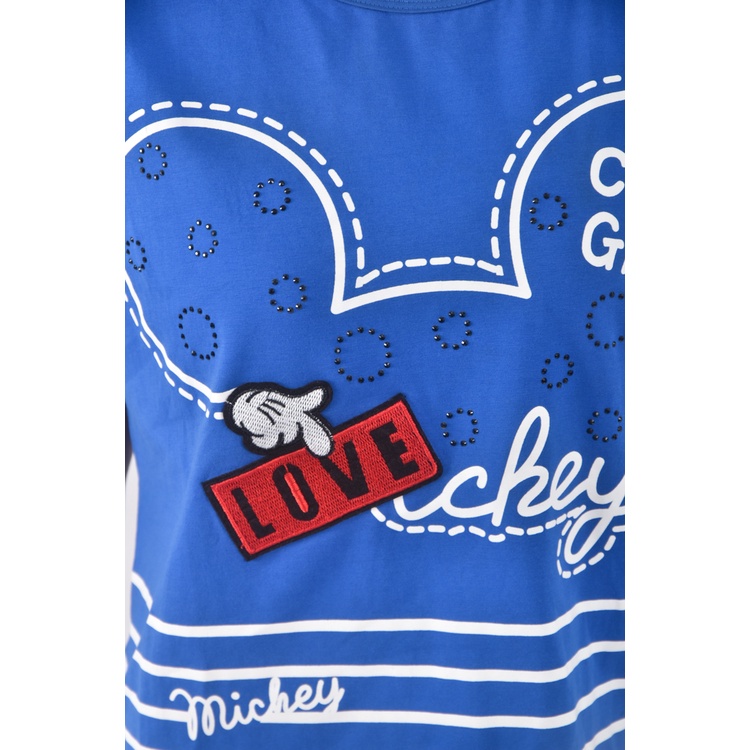 (M) meideo米奇造型藍色短袖上衣二手衣, , large