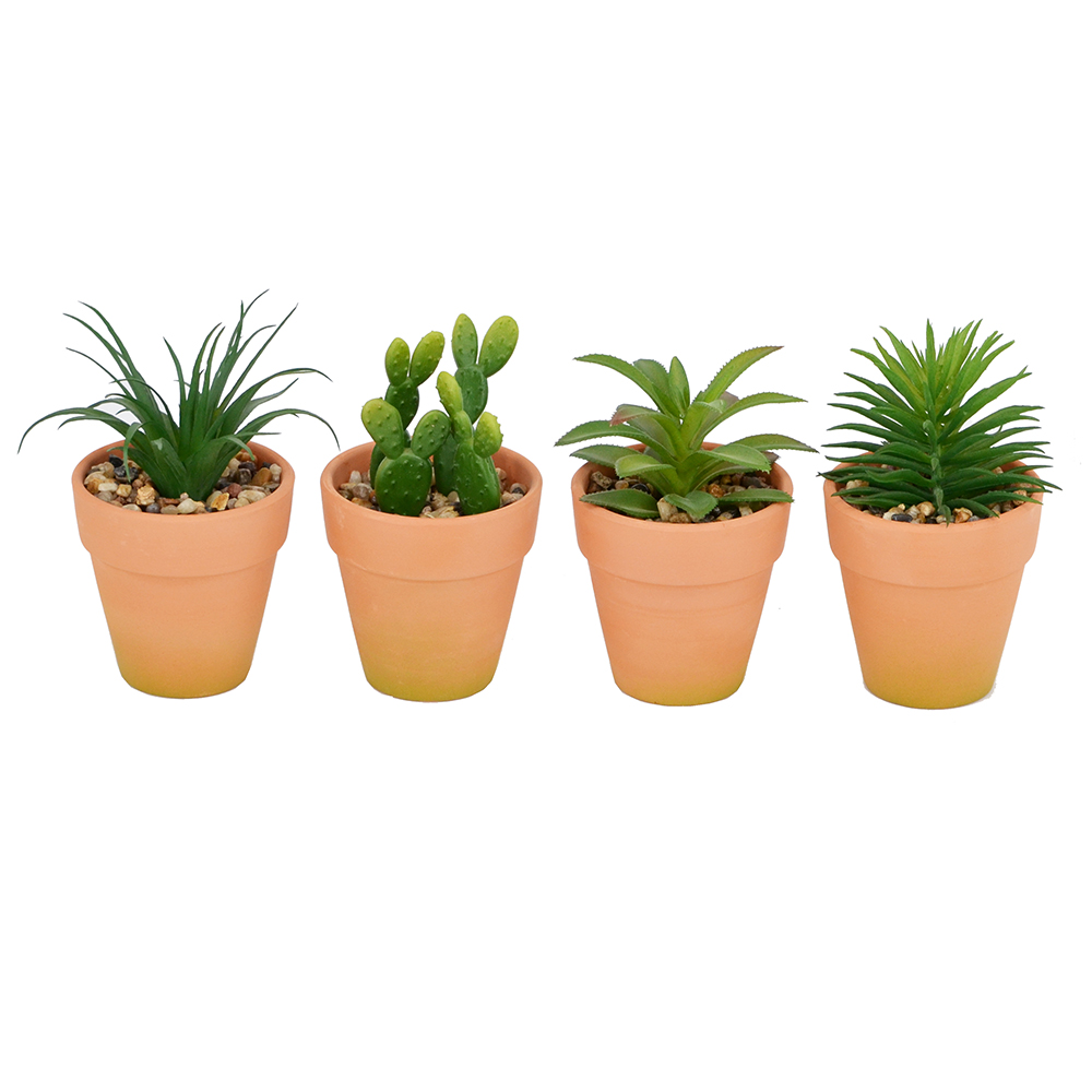 【YU Living】迷你人造陶盆植物四件組 仿真人造植物盆栽
