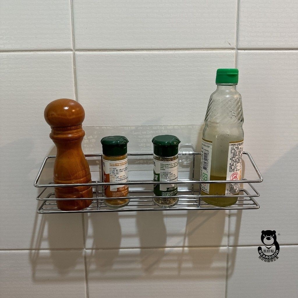 [熊好貼國際]長型調味罐架 304不鏽鋼 台灣製造 廚房置物架 收納架 瓶罐置物架 無痕掛勾 調味罐收納架 胡椒罐架, , large