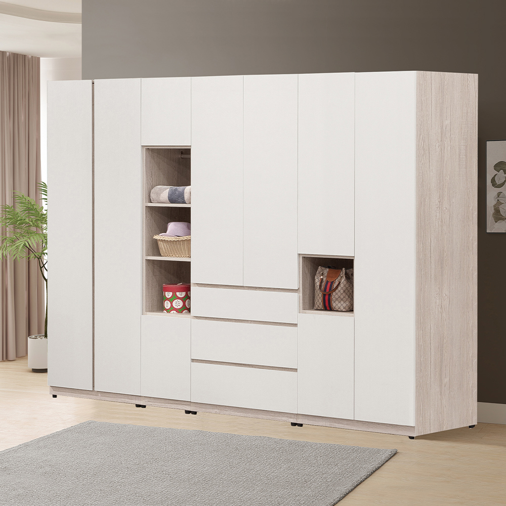 【唯熙傢俱】紀薇橡木雙色9.3尺衣櫃, , large