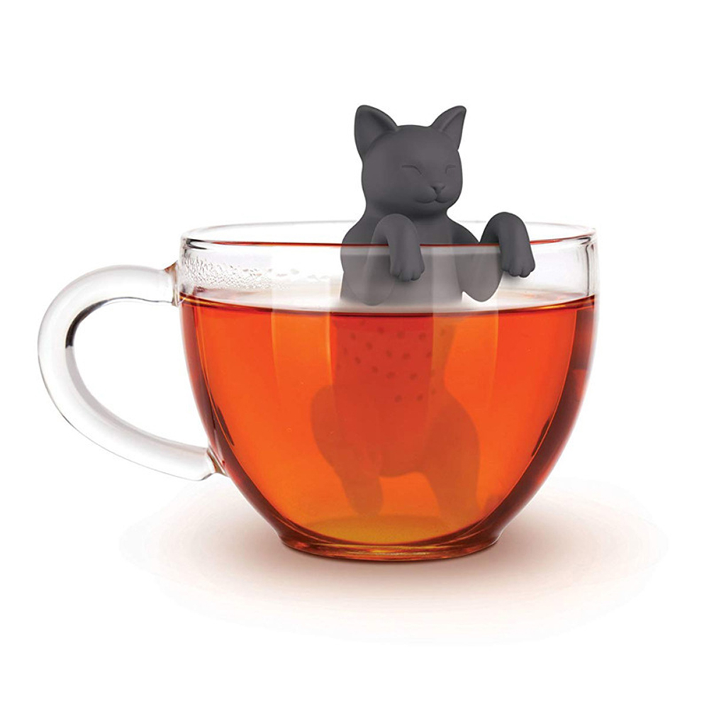 Attention Cat Lovers! Purrtea Cat Black Cat Tea Infuser&mdash;holds tea bags or loose leaf tea. Made of food-grade silicone, perfect for brewing tea. Great as a gift or for gift exchanges., , large