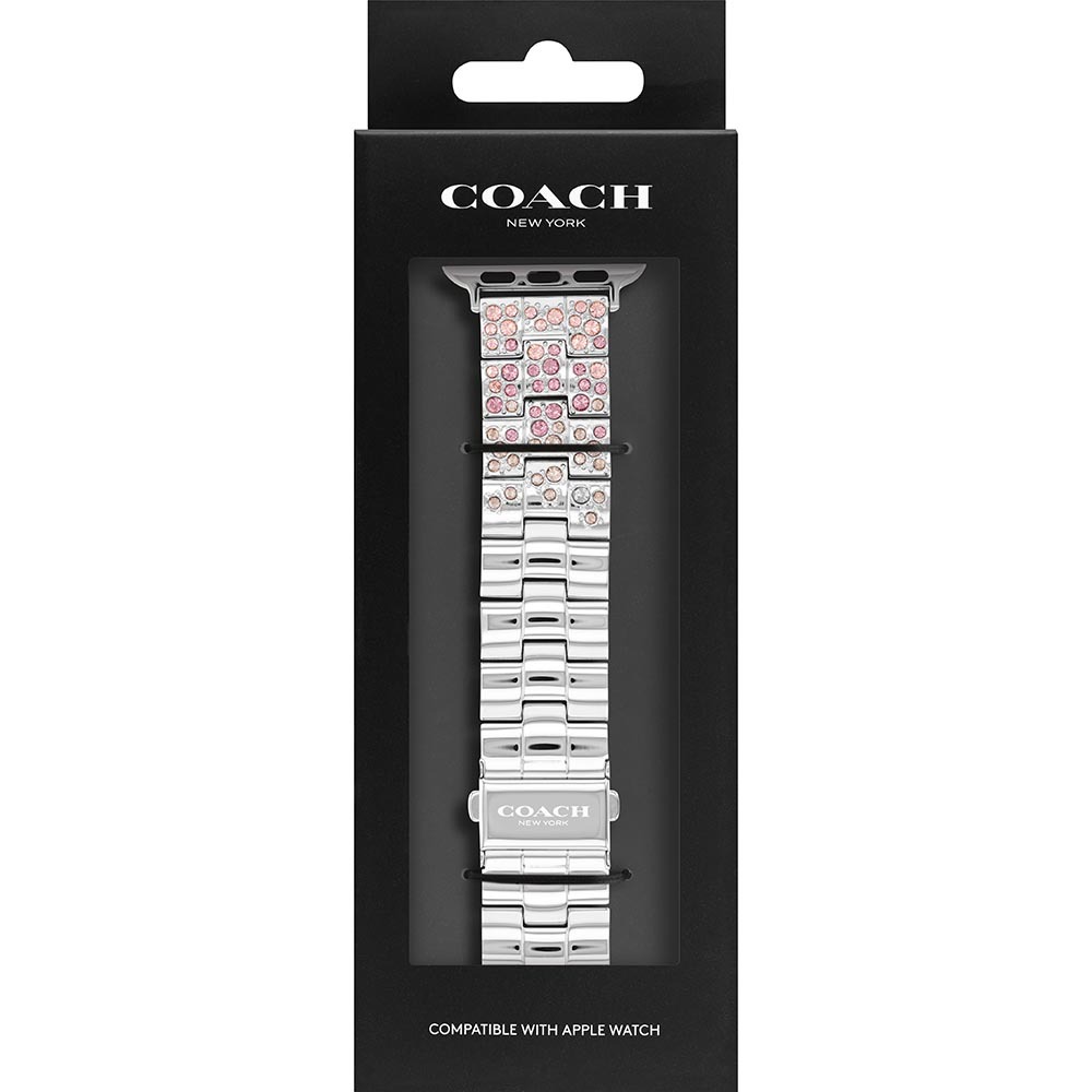 COACH Apple Watch 錶帶 38/40/41mm 適用 漸層櫻花粉色水晶 不鏽鋼錶帶(不含手錶), , large