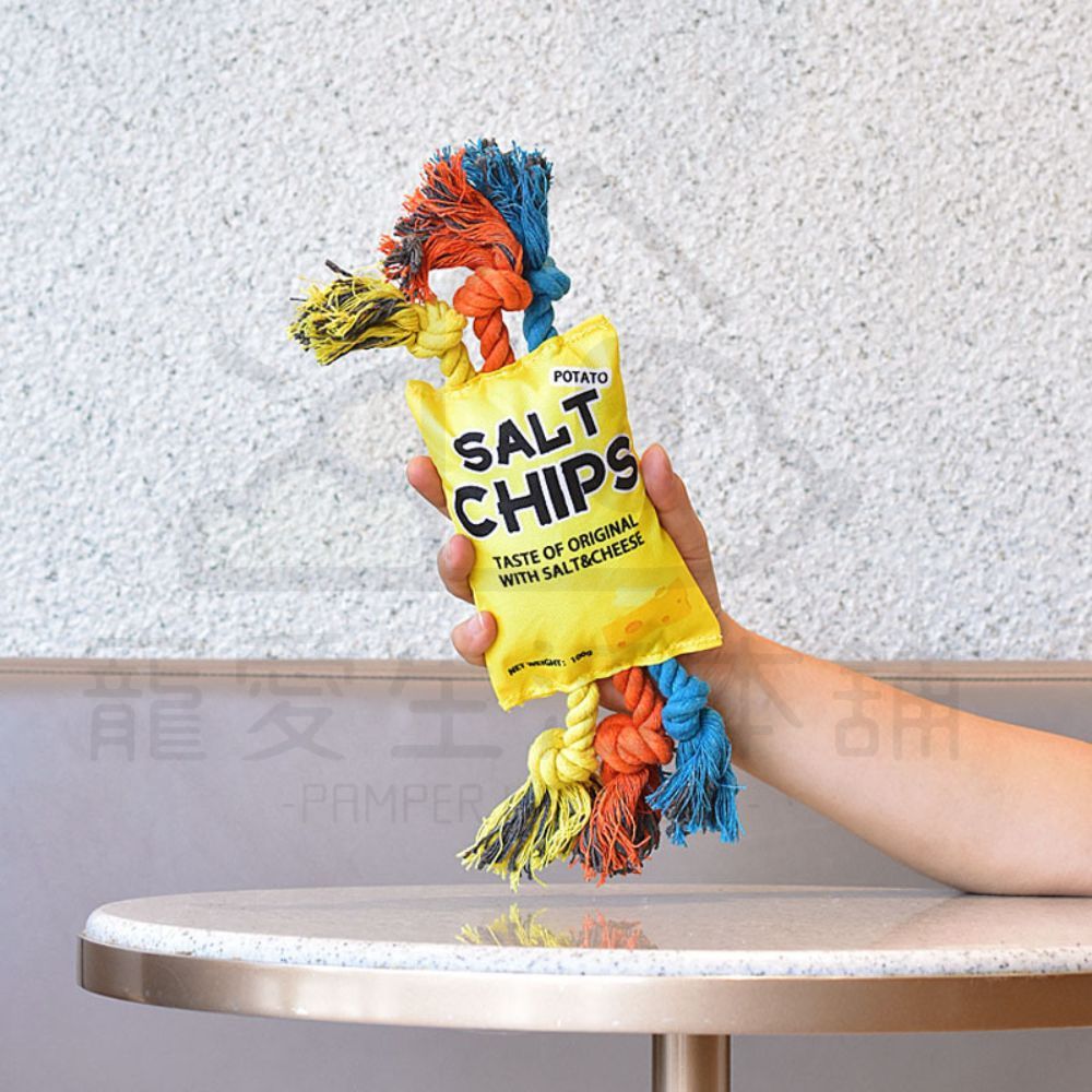 【寵愛生活本舖】餅乾/洋芋片造型棉繩發聲玩具 寵物玩具 狗狗玩具 啃咬玩具, , large