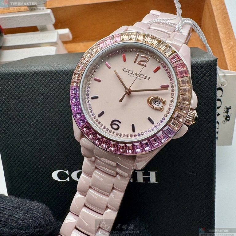 [星晴錶業]COACH手錶,38mm,CH00161粉紅錶面粉紅錶殼粉紅陶瓷錶帶款, , large