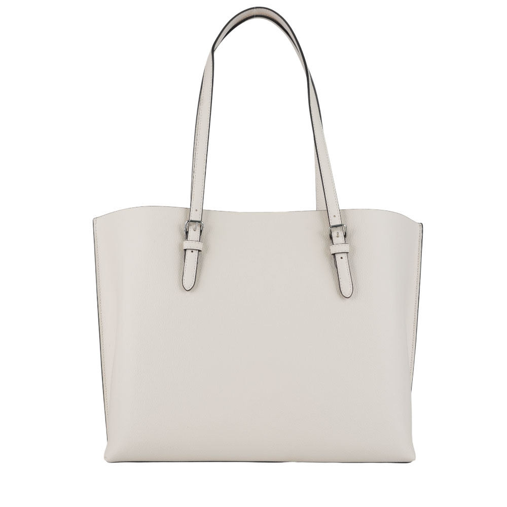 COACH Mollie 銀字雙面皮革三層托特包/白色, , large