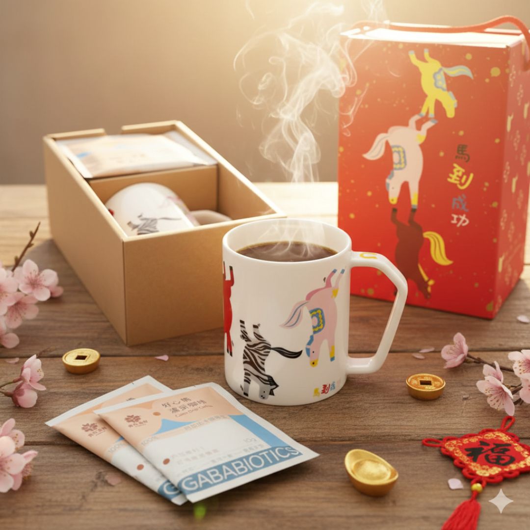 【食在美好】馬到成功咖啡禮盒 傑作陶藝馬克杯300ml＋GABA好心情濾掛咖啡3入 馬年開運首選, , large
