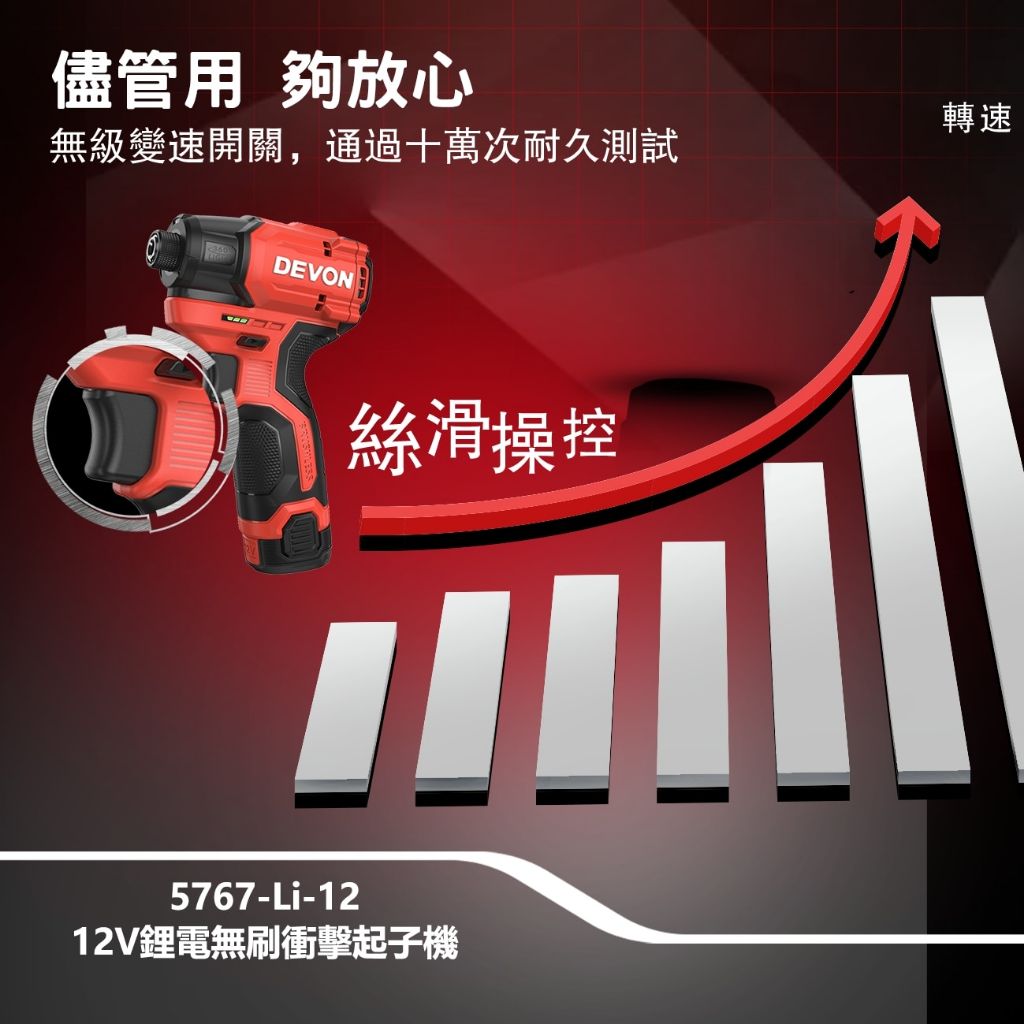 WIN五金 DEVON 大有 5767-Li-12 附快扣組 12V 無刷衝擊起子機 短機身 電鑽 手電鑽 鎖螺絲, , large