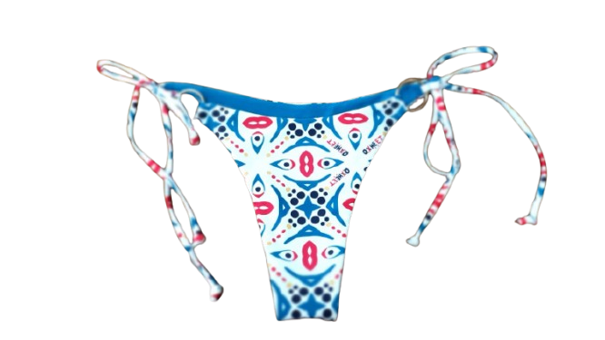 QXHEE.T. Made in Taiwan, metal ring strap swimming trunks (QX pattern/striped gray blue/ocean blue) in stock