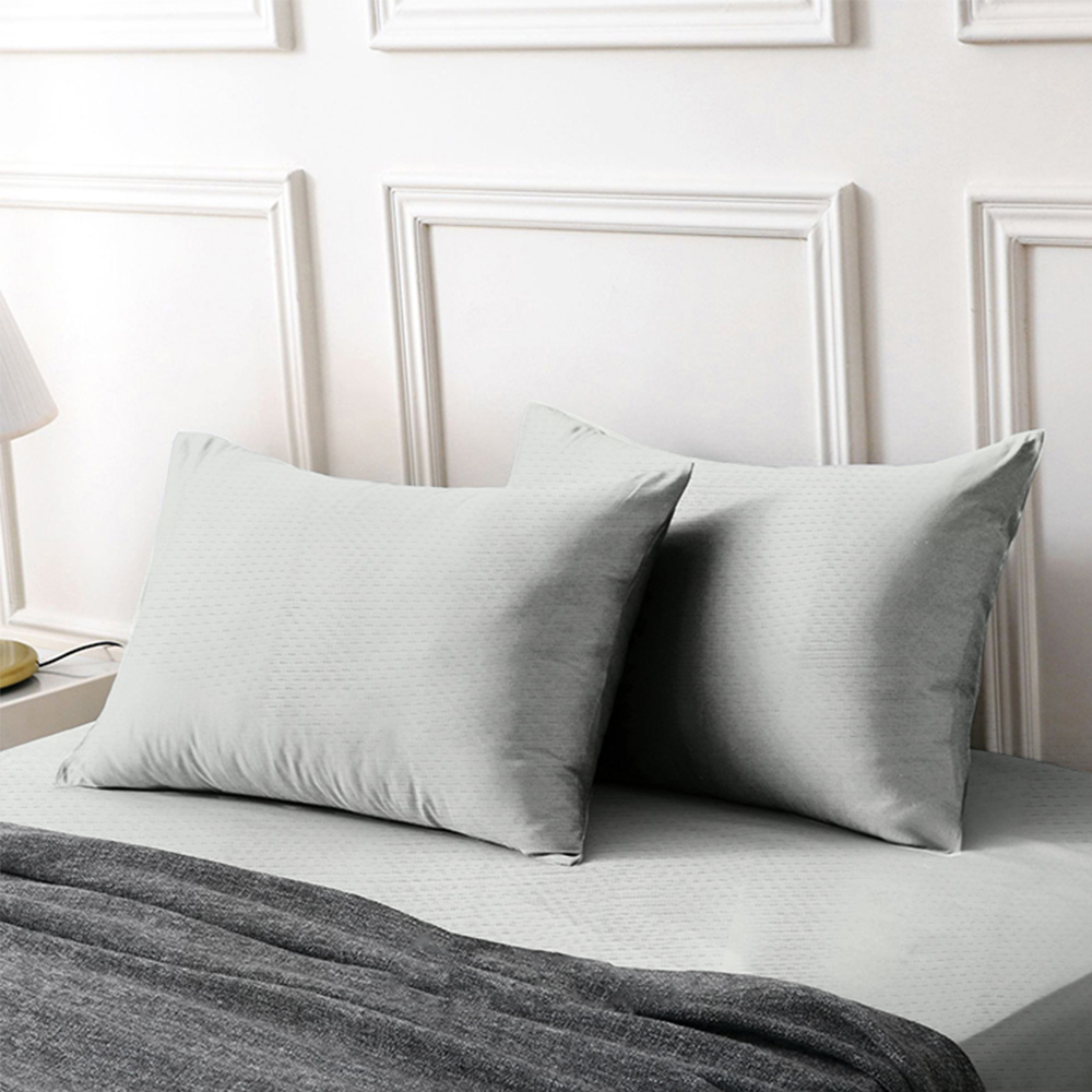 【寢室安居】護理級銀離子100%防水防蹣抗菌透氣保潔枕套-1對-淺灰, , large