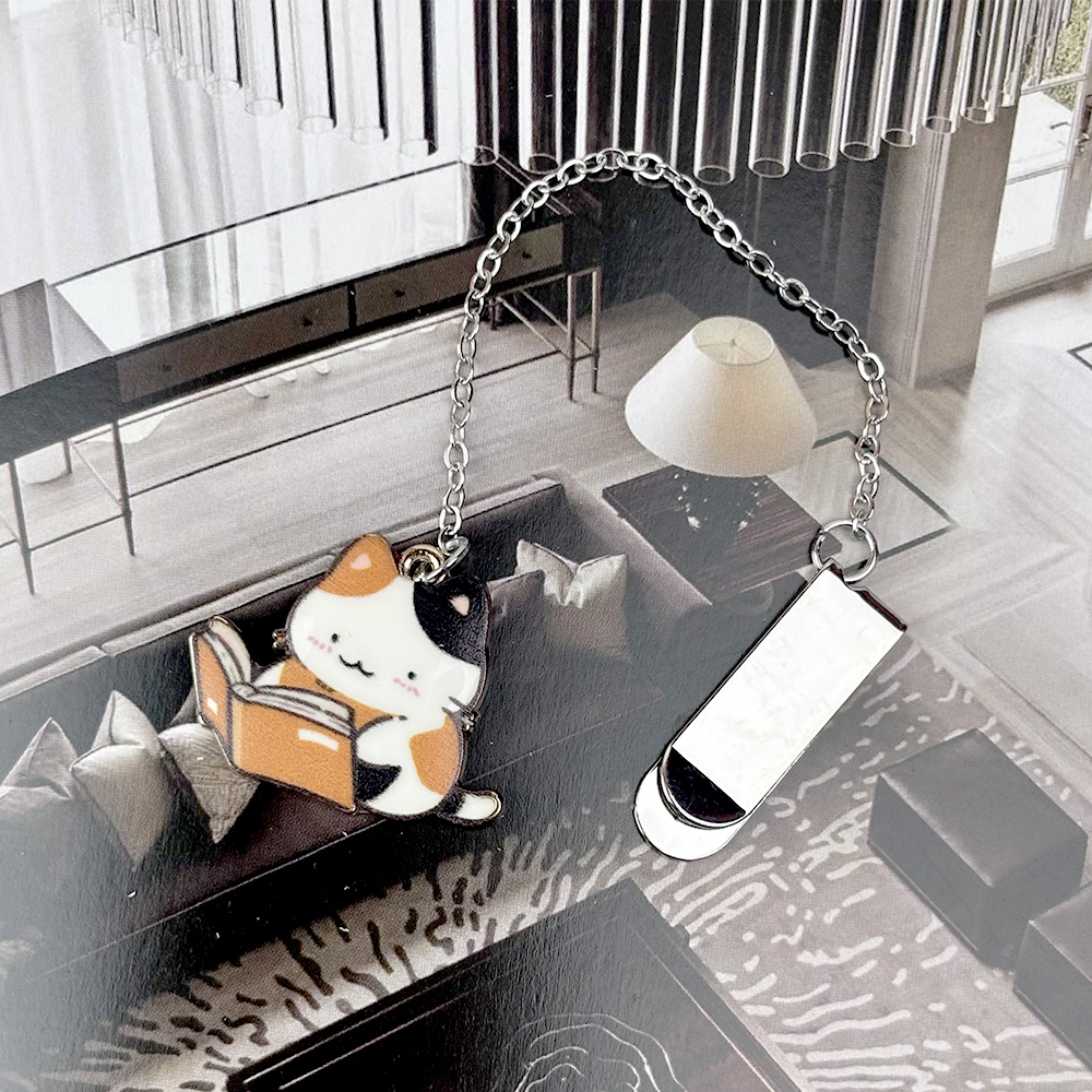 貓咪書籤【22種款式可選】金屬鍊條書籤 隱形書籤 琺瑯貓咪吊飾 書籤夾 金屬書籤 吊掛貓咪 陪讀小貓 貓咪吊飾 鋅合金 兩用書籤, , large
