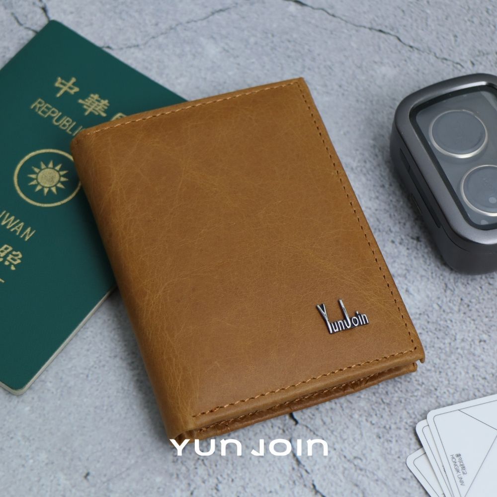 【YUNJOIN】Eterna 直立式真皮短夾-藍色  (男用/女用 多卡位收納皮夾), , large