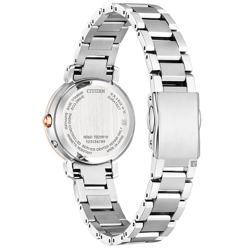 CITIZEN 星辰 XC 限量真鑽鈦金屬光動能電波女錶-27mm ES9446-54X, , large