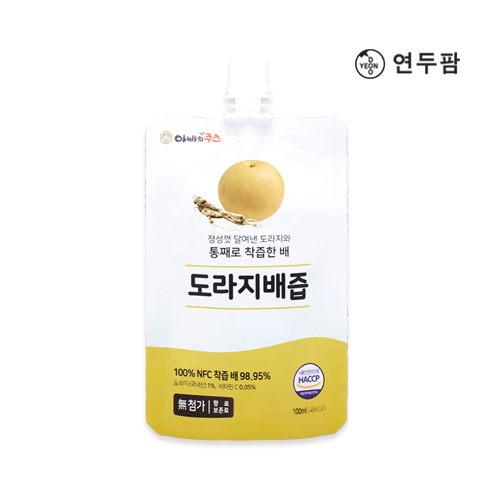 【韓國YEONDOOFARM妍杜農場】NFC 100% 水梨桔梗汁禮盒組 (100ml × 20包), , large
