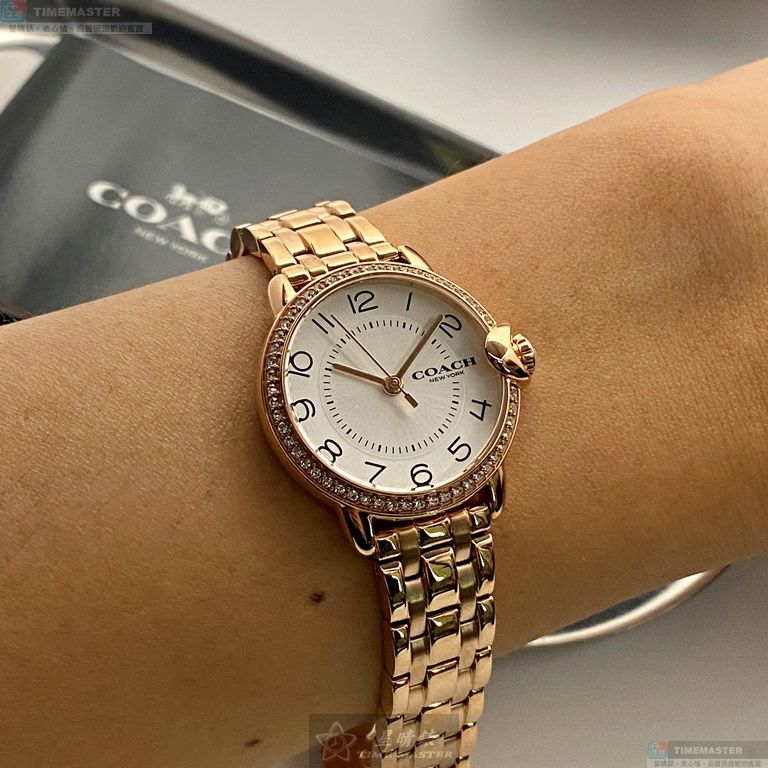 [星晴錶業]COACH手錶,28mm,CH00133白色錶面玫瑰金錶殼玫瑰金色精鋼錶帶款, , large