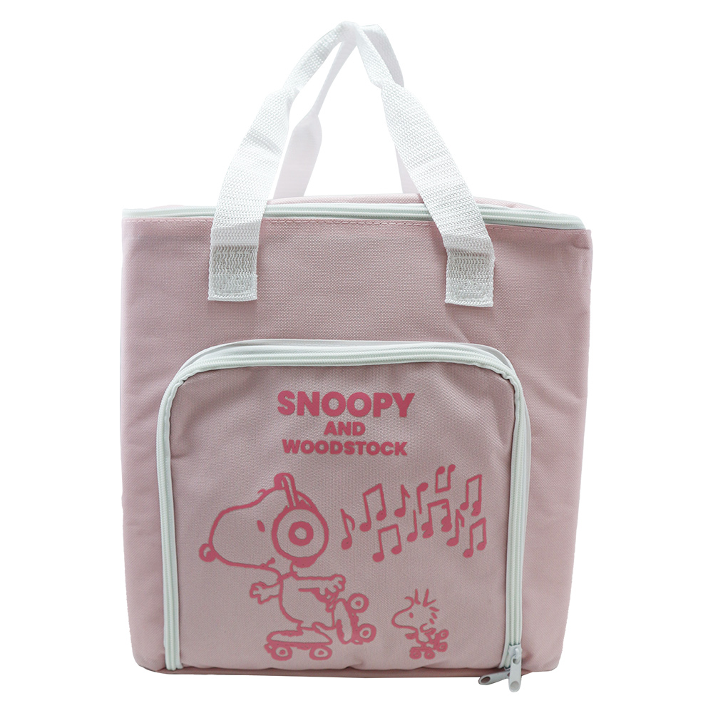 日本進口保冷保溫購物袋-史努比- 粉紅色-1入, , large