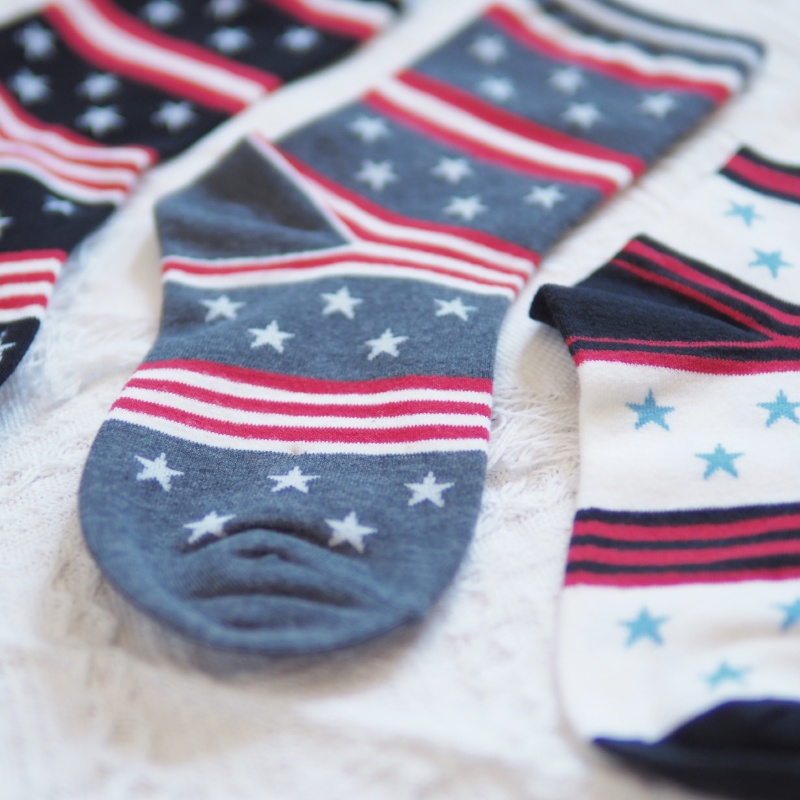 [Kaimei Cotton] 8 pairs of random excellent MIT Taiwan made combed cotton 2/2 fine needle pure cotton socks American star style, , large