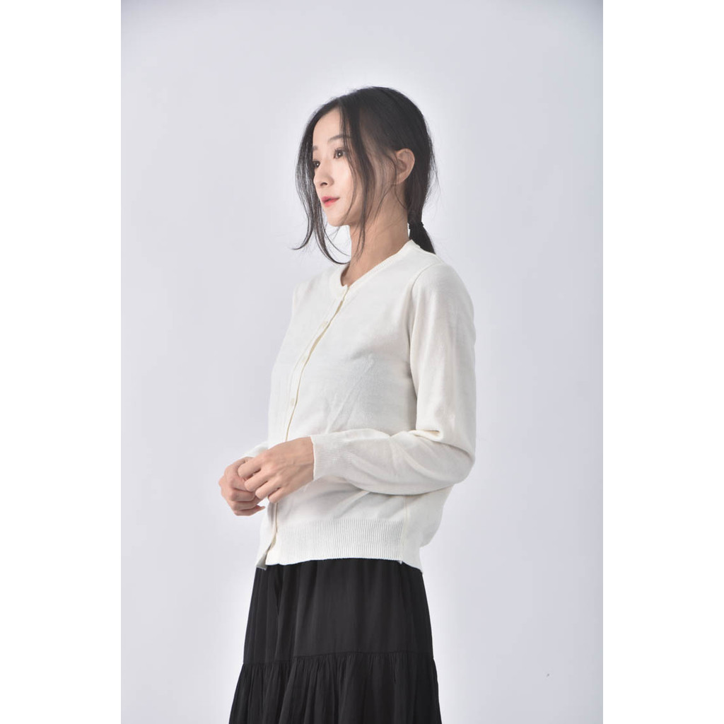 (M) knitpia韓牌排扣白色外套二手衣, , large