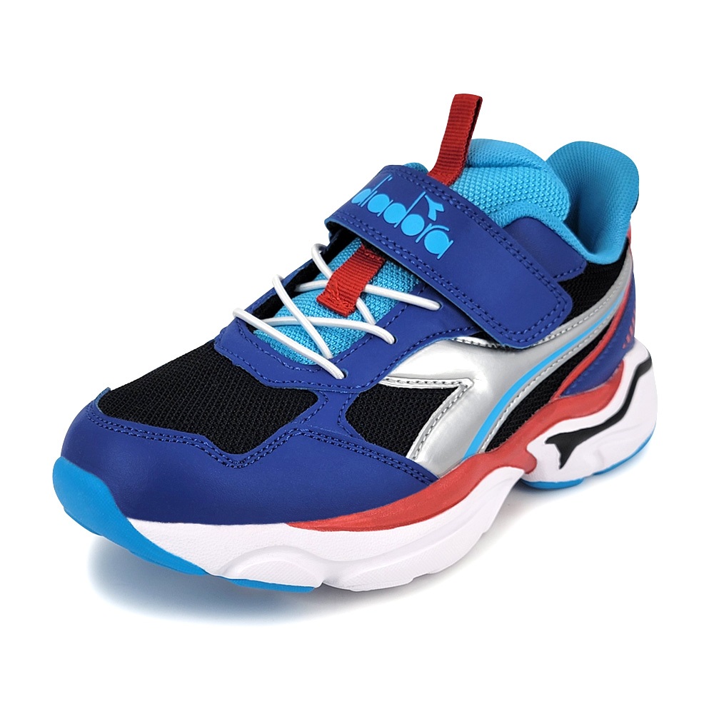 DIADORA迪亞多那 經典復古潮流童鞋 童運動鞋 魔鬼氈 寬楦 保護後跟 輕量 吸震 減壓 抗菌 除臭 防滑 藍 紫, , large