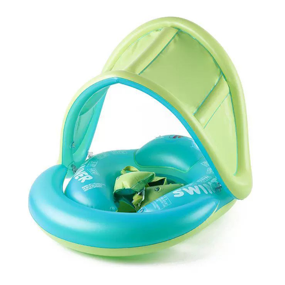 【SV61213】帶遮陽棚護翼款 加高防前傾ABC兒童趴圈 嬰幼兒學泳圈 充氣游泳圈 腰圈 腋下圈 寶寶爬爬圈, , large