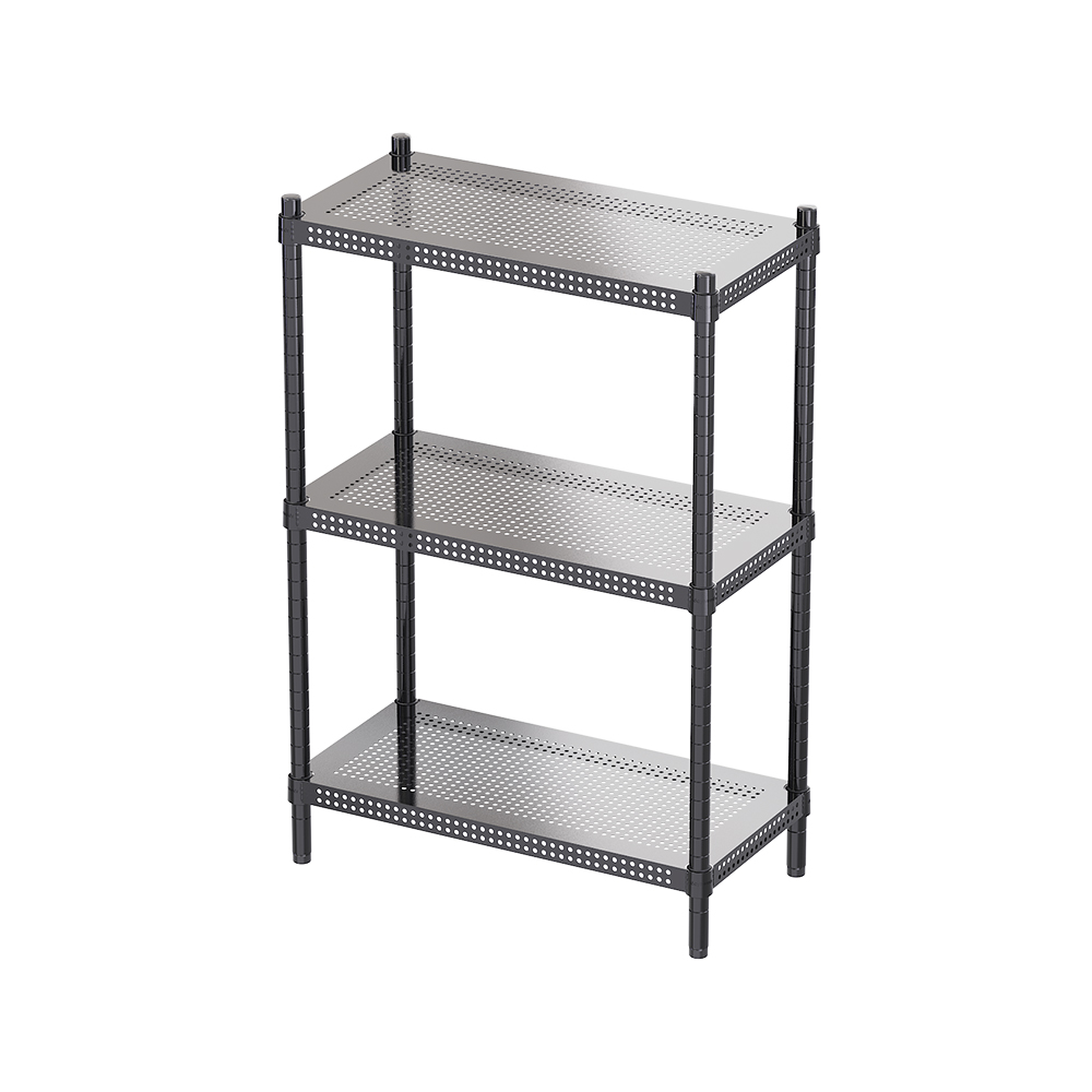 [Y HOUSE] 60x30x90cm Ultimate Aesthetic Perforated Three-Tier Storage Rack - Black, , large