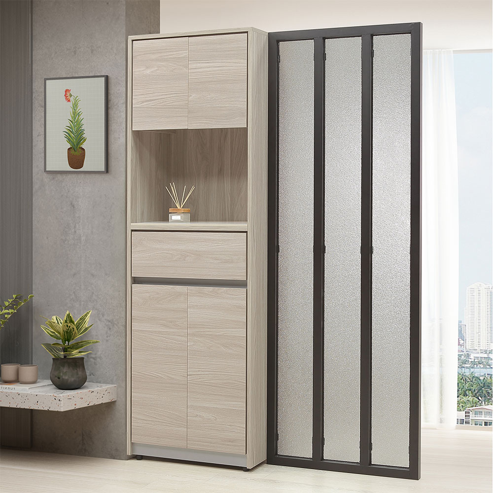 【Homelike】喜家居雪杉色 4.2尺屏風櫃(2504)