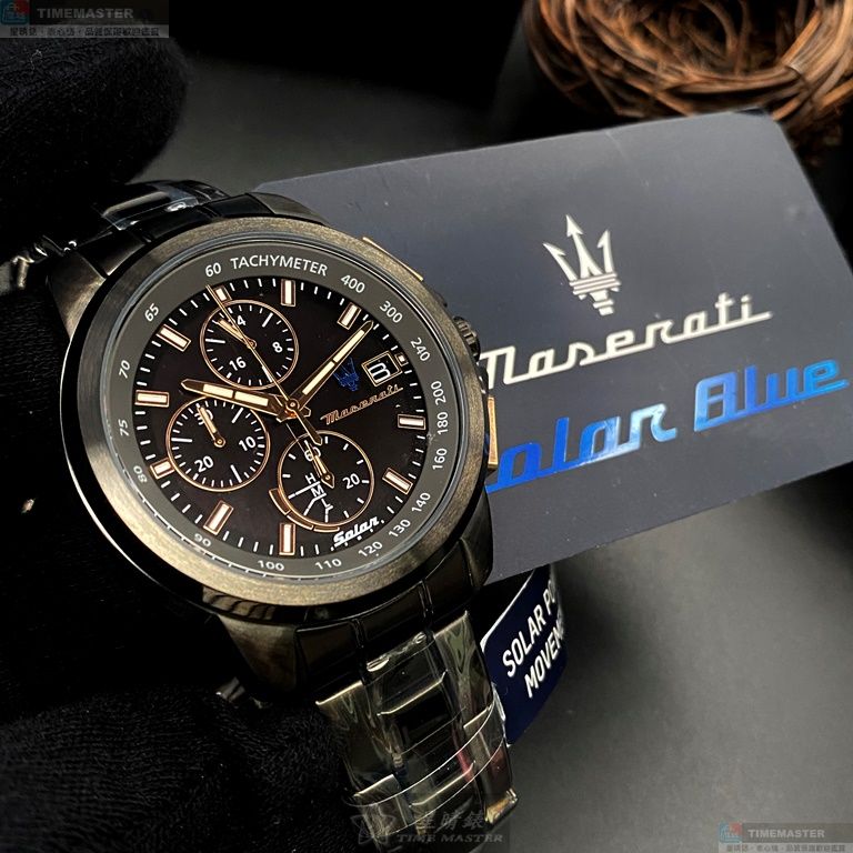[星晴錶業]MASERATI手錶,44mm,R8873645001黑色錶面黑錶殼深黑色精鋼錶帶款, , large